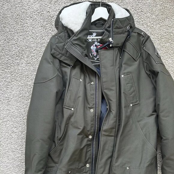 Moose Knuckles Men's Army Green W/Ivory Saint-Ulric Down Parka, Size Large